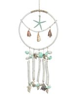 11540 - White Driftwood w/ Starfish & Shells Dream Catcher 9x19"