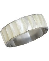 1914 - White Troca Inlaid 2.5mm Stainless Steel Bracelet