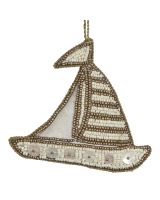 656302 - Sailboat Beaded Ornament-Gold