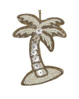656402 - Palm Tree Beaded Ornament-Gold