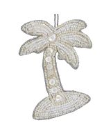 656409 - Palm Tree Beaded Ornament-White