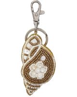 6610 - Triton Gold MOP & Beads Clip & Key Ring 3"