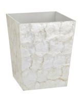 6910 - Ivory Capiz Shell Waste Basket 7.9x7.9x10.6"
