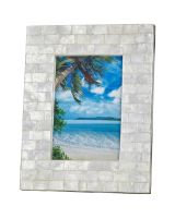 6920 - Brick Patterned Ivory Capiz Shell 4x6" Photo Frame 7.9x6.3"