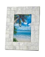 6922 - Tile Patterned Ivory Capiz Shell 4x6" Photo Frame 7.9x6.3"