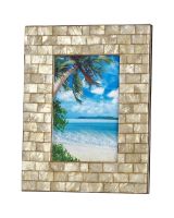 6925 - Brick Patterned Champagne Capiz Shell 4x6" Photo Frame 7.9x6.3"