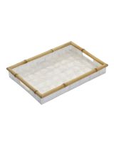 6946 - Ivory Capiz Tray w/ Bamboo Trim (Large) 15.75 x 11 x 2.75"