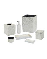 6950 - White Tiled Capiz Shell 7PC Bathroom Set