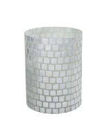 6958 - Floating Capiz Tile Round Waste Basket 8x11"