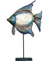 7003 - Seafoam Angelfish Stand 14.5" - Metal & Capiz Art