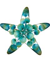 7043 - Tropical Starfish w/ Discs Wall Art 19" - Metal & Capiz Art