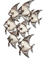7049 - White Elegance 7 Angelfish Wall Art 15x24" - Metal & Capiz Art