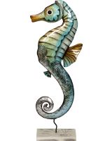 7102 - Rustic Seahorse Stand 7x18" - Metal & Capiz Art