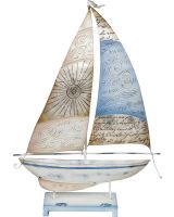 7104 - Seaside Compass Sail Sailboat Stand 15x20" - Metal & Capiz Art