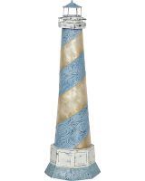 7123 - Seaside Blue Spiral Lighthouse 6x21" - Metal & Capiz Art