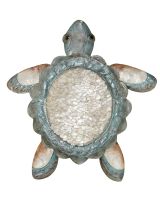 7154 - Ruffled Sea Turtle Wall Art - Metal & Capiz Art 21x20"
