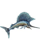 7166 - Swordfish Wall Art 24x14.5" - Metal & Capiz Art