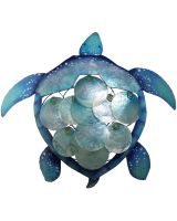 7170 - Seafoam Disk Turtle Wall Art 20x20.5" - Metal & Capiz Art