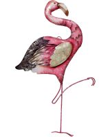 7184 - Pink Flamingo Wall Art 11x8" - Metal & Capiz Art