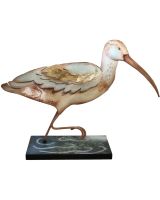 7192 - Ibis Shore Bird on Stand 14.5x10" - Metal & Capiz Art
