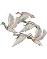 7231 - Lakeside Five Ducks in Flight Wall Art 30x24" - Metal & Capiz Art
