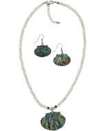 1898 - Abalone Scallop Stainless Steel Necklace & Earrings