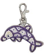 6639 - Dolphin Purple MOP & Beads Clip & Key Ring 3"