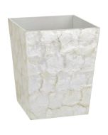 6910 - Ivory Capiz Shell Waste Basket 7.9x7.9x10.6"