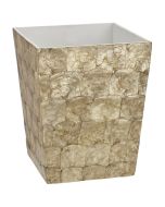 6911 - Champagne Capiz Shell Waste Basket 7.9x7.9x10.6"