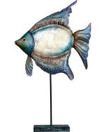 7003 - Seafoam Angelfish Stand 14.5" - Metal & Capiz Art