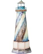 7006 - Seafoam 3D Lighthouse 16.5" - Metal & Capiz Art