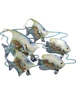 7013 - Seafoam School of 5 Fish Wall Art 16.75" - Metal & Capiz Art