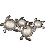 7047 - White Elegance 4 Turtles Wall Art 13x26" - Metal & Capiz Art