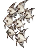7049 - White Elegance 7 Angelfish Wall Art 15x24" - Metal & Capiz Art