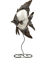 7114 - White Elegance Angelfish Stand 9x20" - Metal & Capiz Art