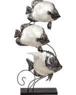 7115 - White Elegance 3 Butterflyfish Stand 10x20" - Metal & Capiz Art 10x20"