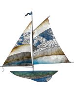 7122 - Waves Sail Sailboat Wall Art 22x22" - Metal & Capiz Art