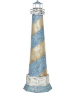 7123 - Seaside Blue Spiral Lighthouse 6x21" - Metal & Capiz Art