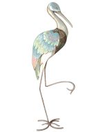 7133 - Right Wading Stork 31" - Metal & Capiz Art