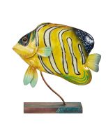 7150 - Royal Angelfish on Stand 8x8" - Metal & Capiz Art