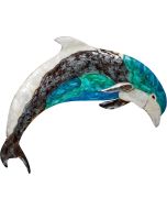 7179 - Blue Gem Dolphin Wall Art 11x15.5" - Metal & Capiz Art