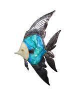 7183 - Blue Gem Bannerfish Wall Art 12.5x22" - Metal & Capiz Art